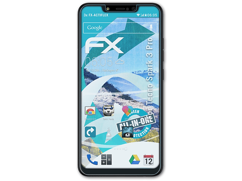 ATFOLIX 3x FX-ActiFleX Displayschutz(für Tecno Pro) Spark 3