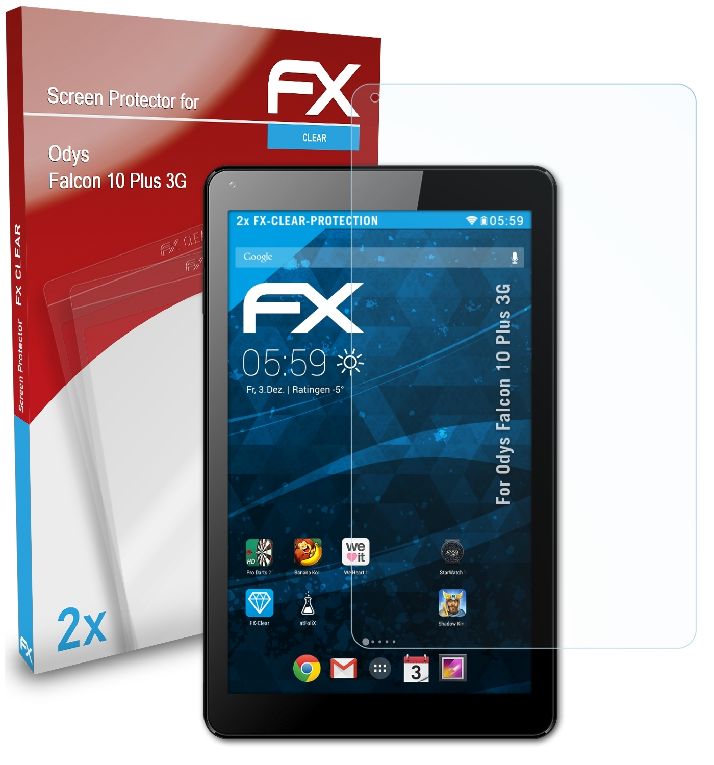 ATFOLIX 2x FX-Clear Displayschutz(für 10 Falcon Odys Plus 3G)