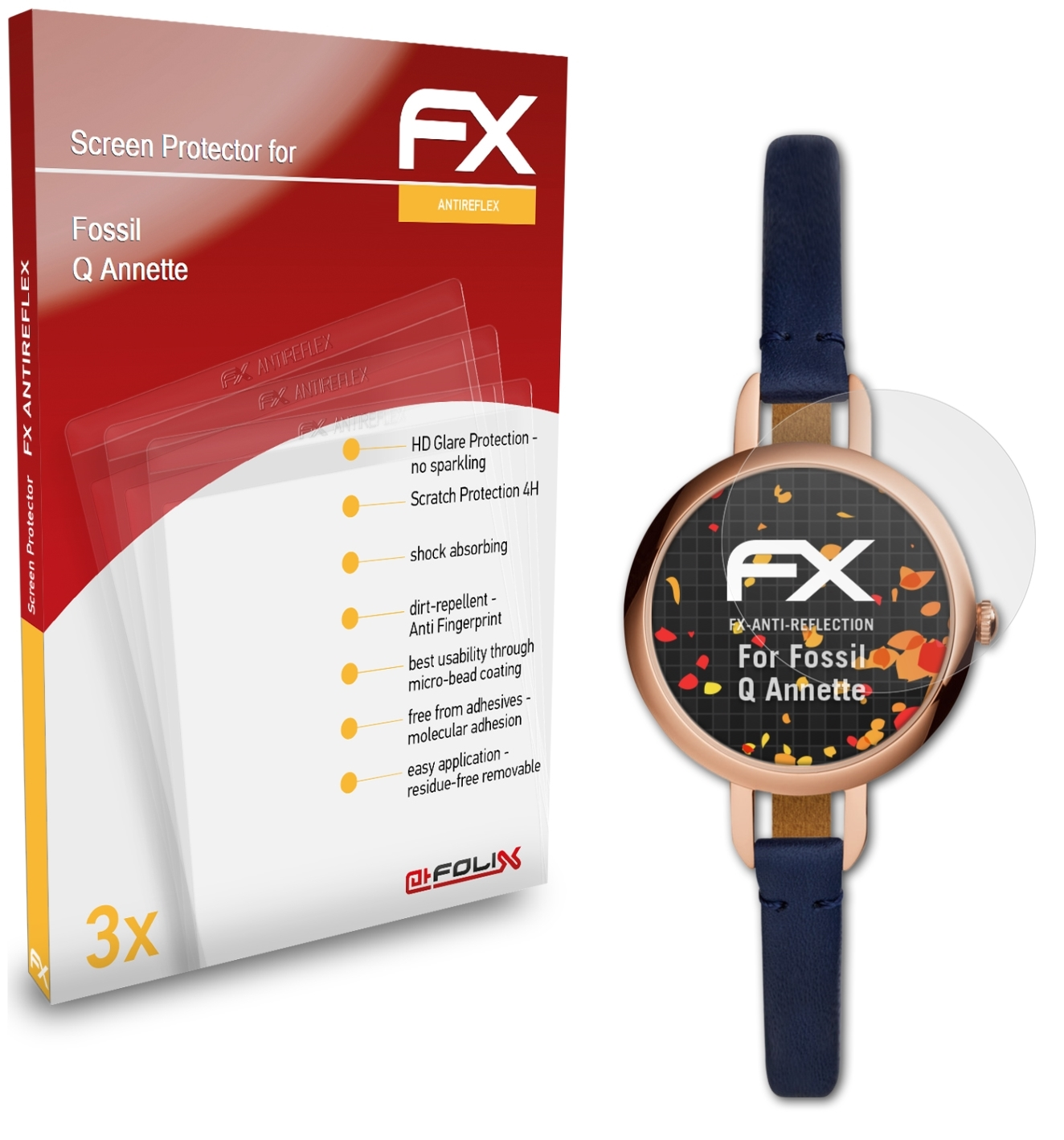 Q FX-Antireflex ATFOLIX 3x Fossil Displayschutz(für Annette)