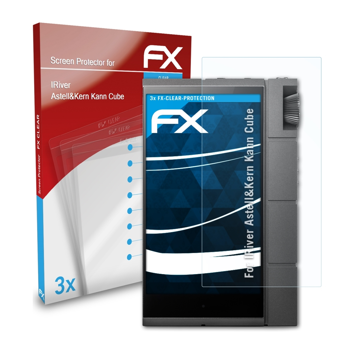 Astell&Kern FX-Clear IRiver Cube) 3x Kann ATFOLIX Displayschutz(für