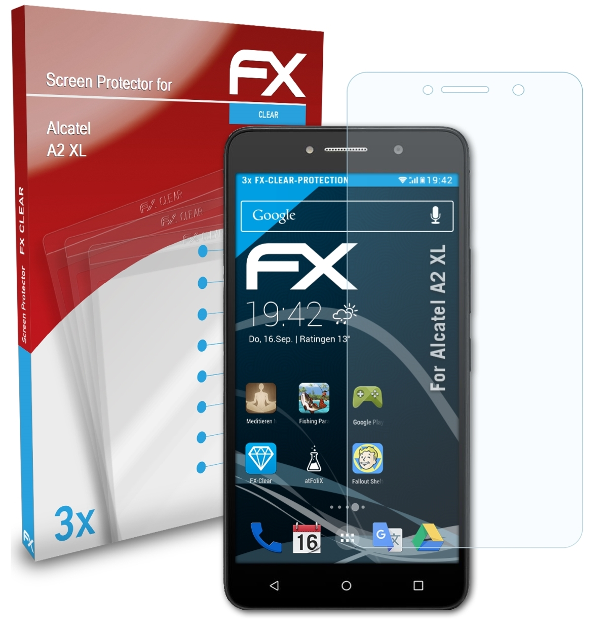 ATFOLIX 3x FX-Clear Displayschutz(für XL) Alcatel A2