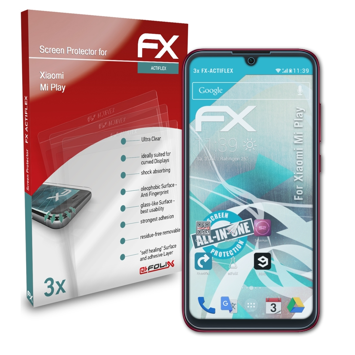 Play) Displayschutz(für Mi 3x Xiaomi FX-ActiFleX ATFOLIX