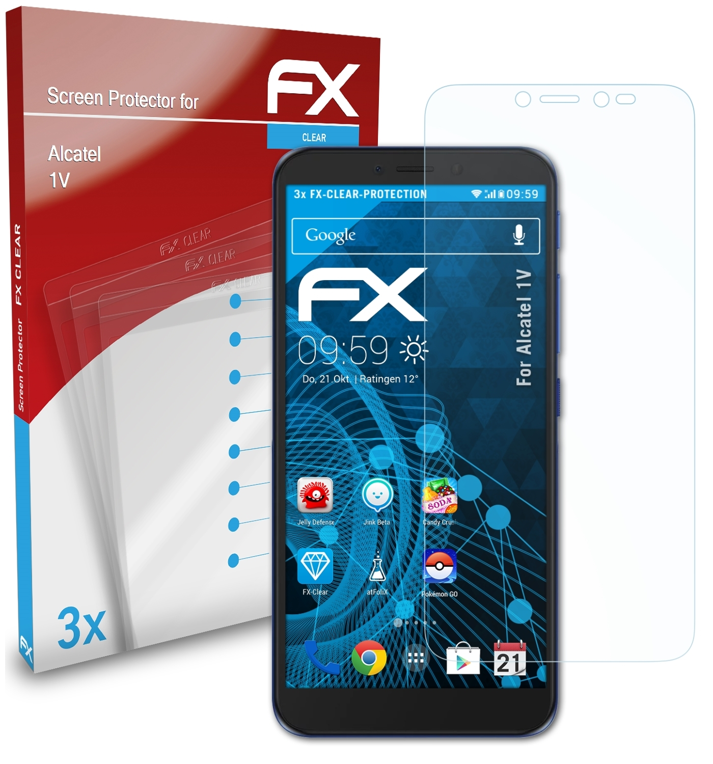 FX-Clear ATFOLIX 3x Alcatel 1V) Displayschutz(für
