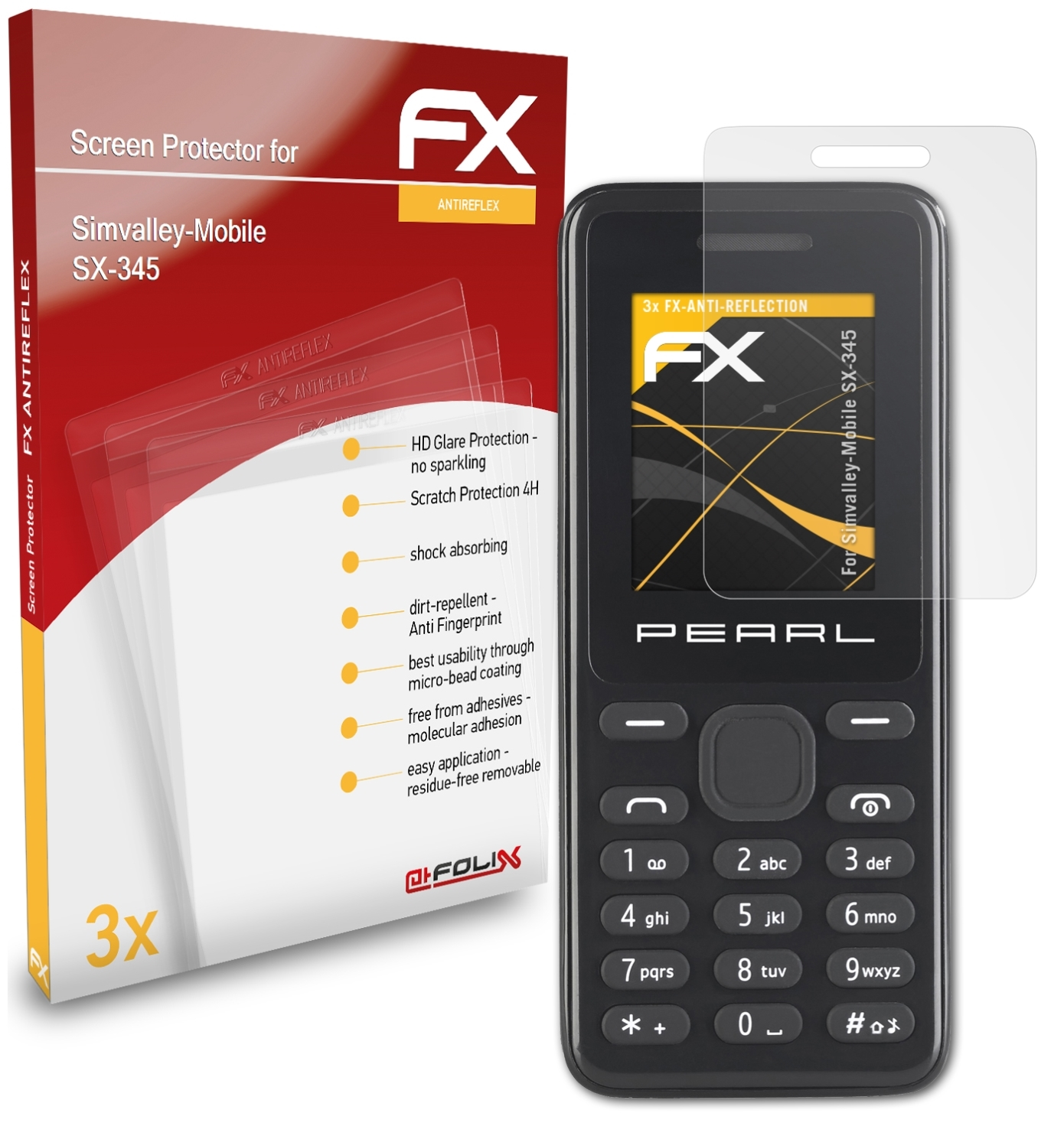 SX-345) 3x Simvalley-Mobile Displayschutz(für FX-Antireflex ATFOLIX