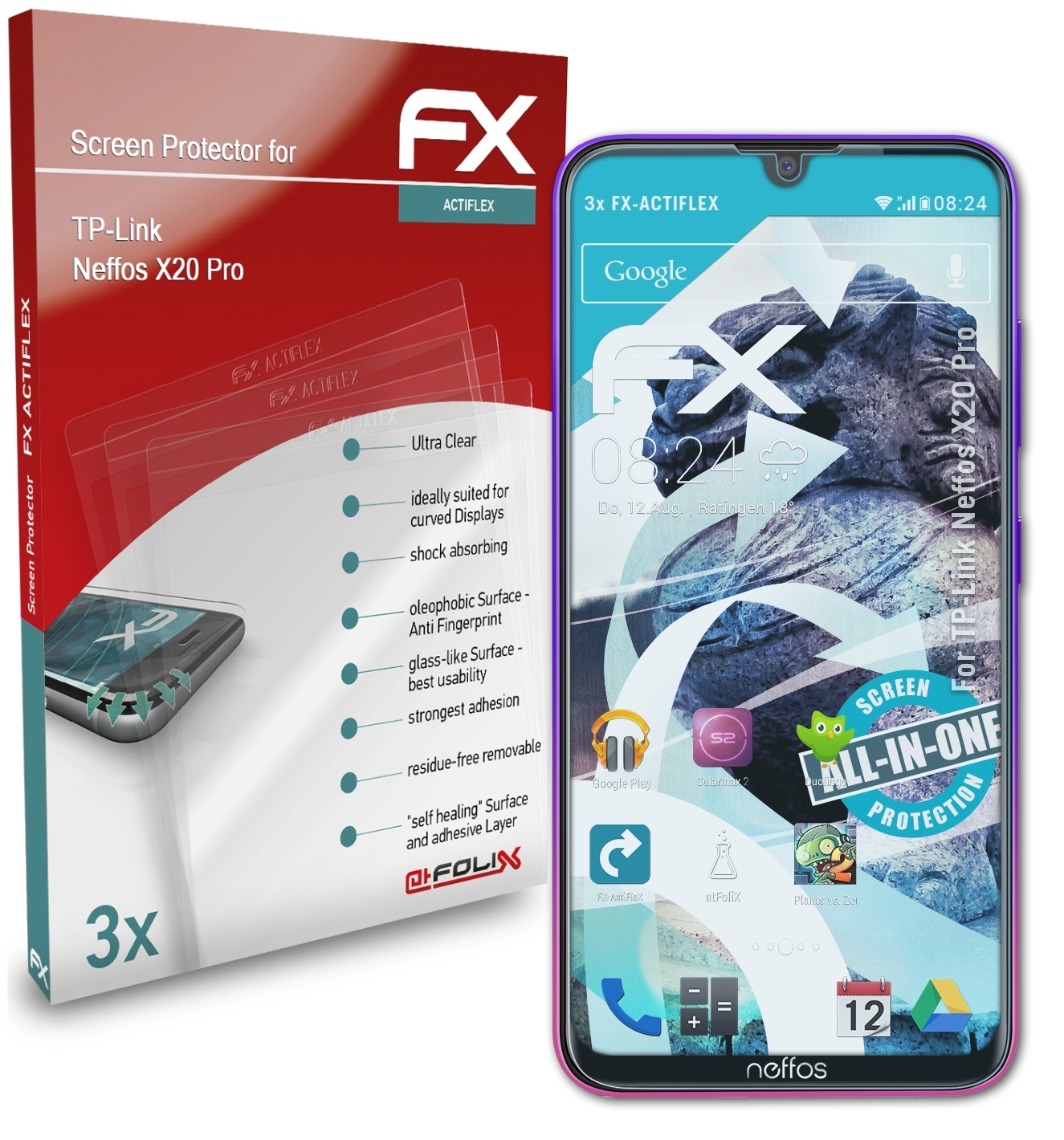 ATFOLIX Neffos 3x FX-ActiFleX Pro) X20 TP-Link Displayschutz(für
