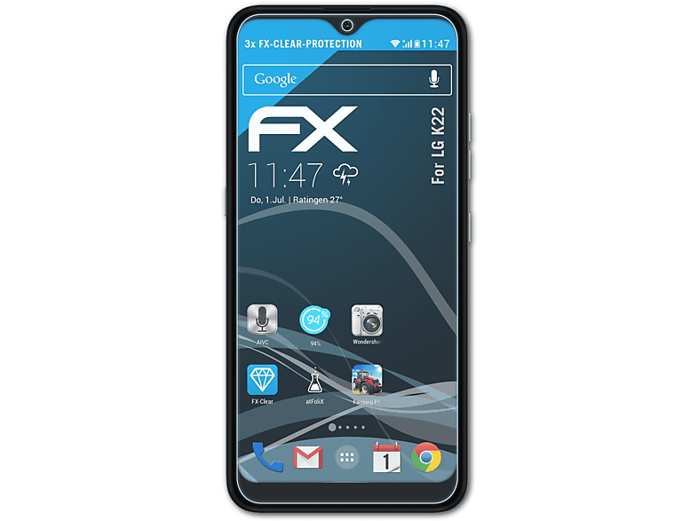 FX-Clear 3x LG K22) ATFOLIX Displayschutz(für