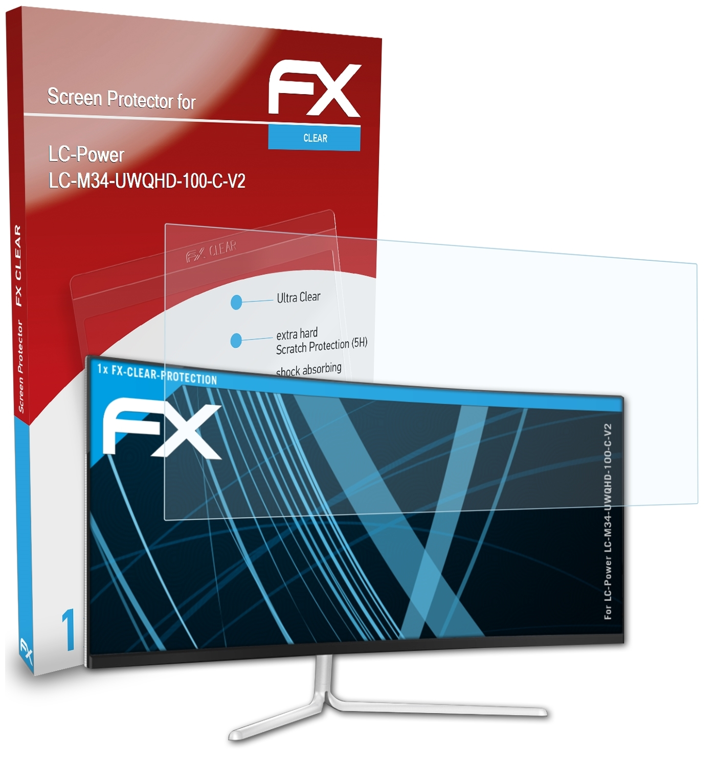 ATFOLIX FX-Clear Displayschutz(für LC-Power LC-M34-UWQHD-100-C-V2)