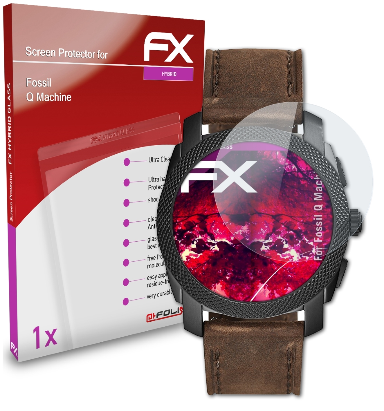 Schutzglas(für Machine) Q FX-Hybrid-Glass ATFOLIX Fossil