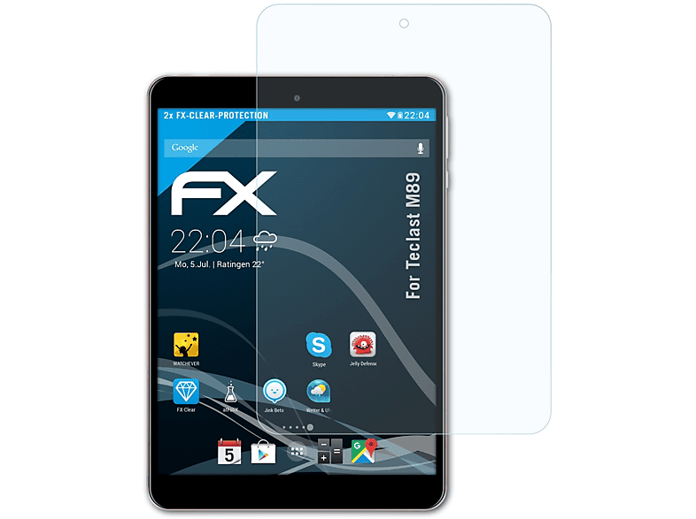 ATFOLIX 2x Displayschutz(für Teclast M89) FX-Clear