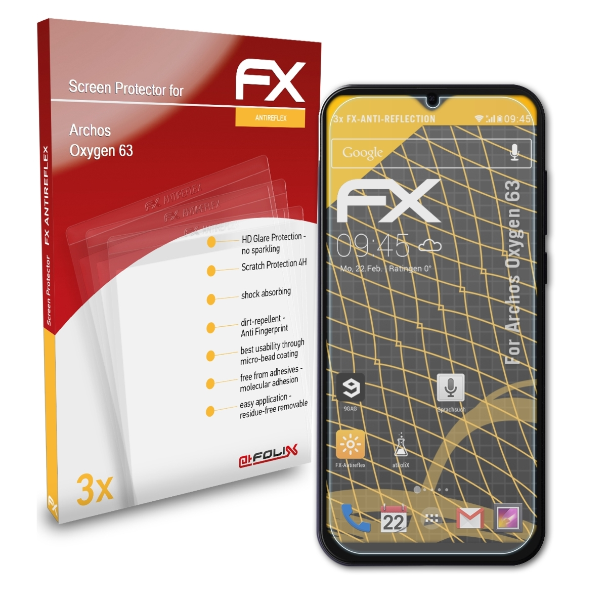 FX-Antireflex 3x Oxygen ATFOLIX Displayschutz(für 63) Archos