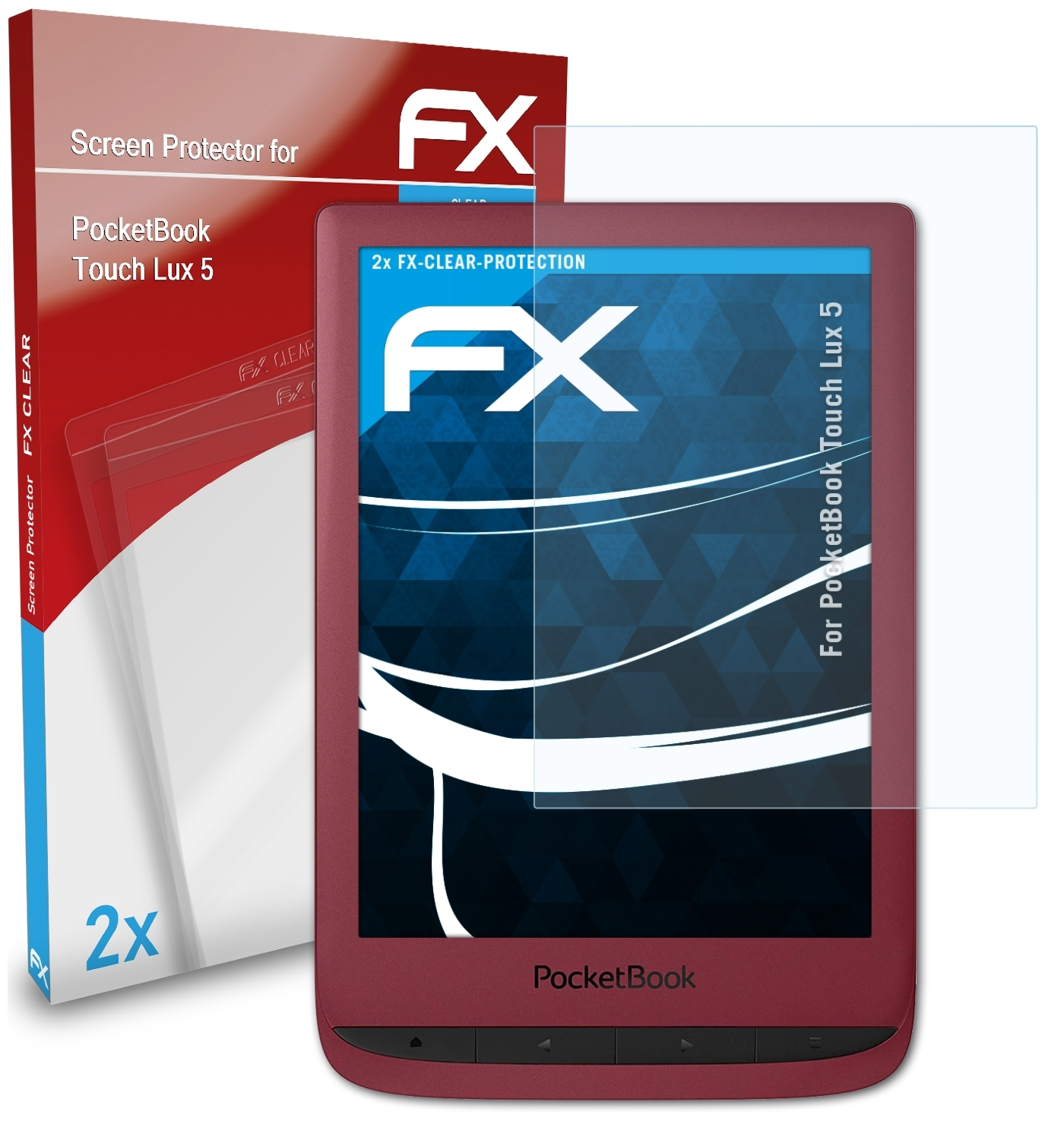 2x Lux PocketBook Touch FX-Clear 5) Displayschutz(für ATFOLIX