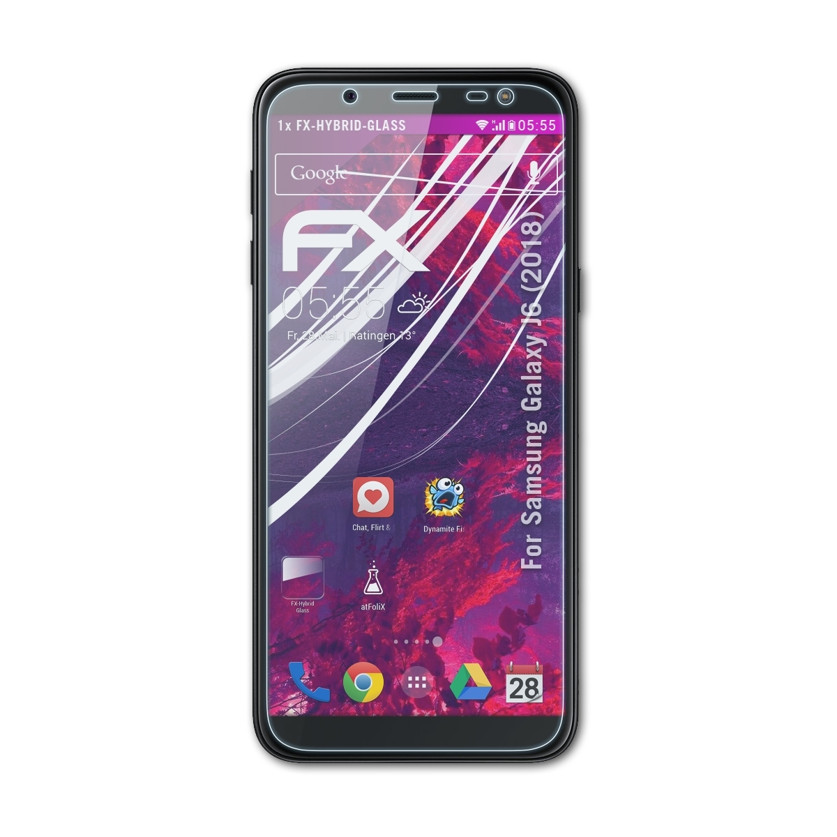ATFOLIX FX-Hybrid-Glass Schutzglas(für Samsung Galaxy J6 (2018))
