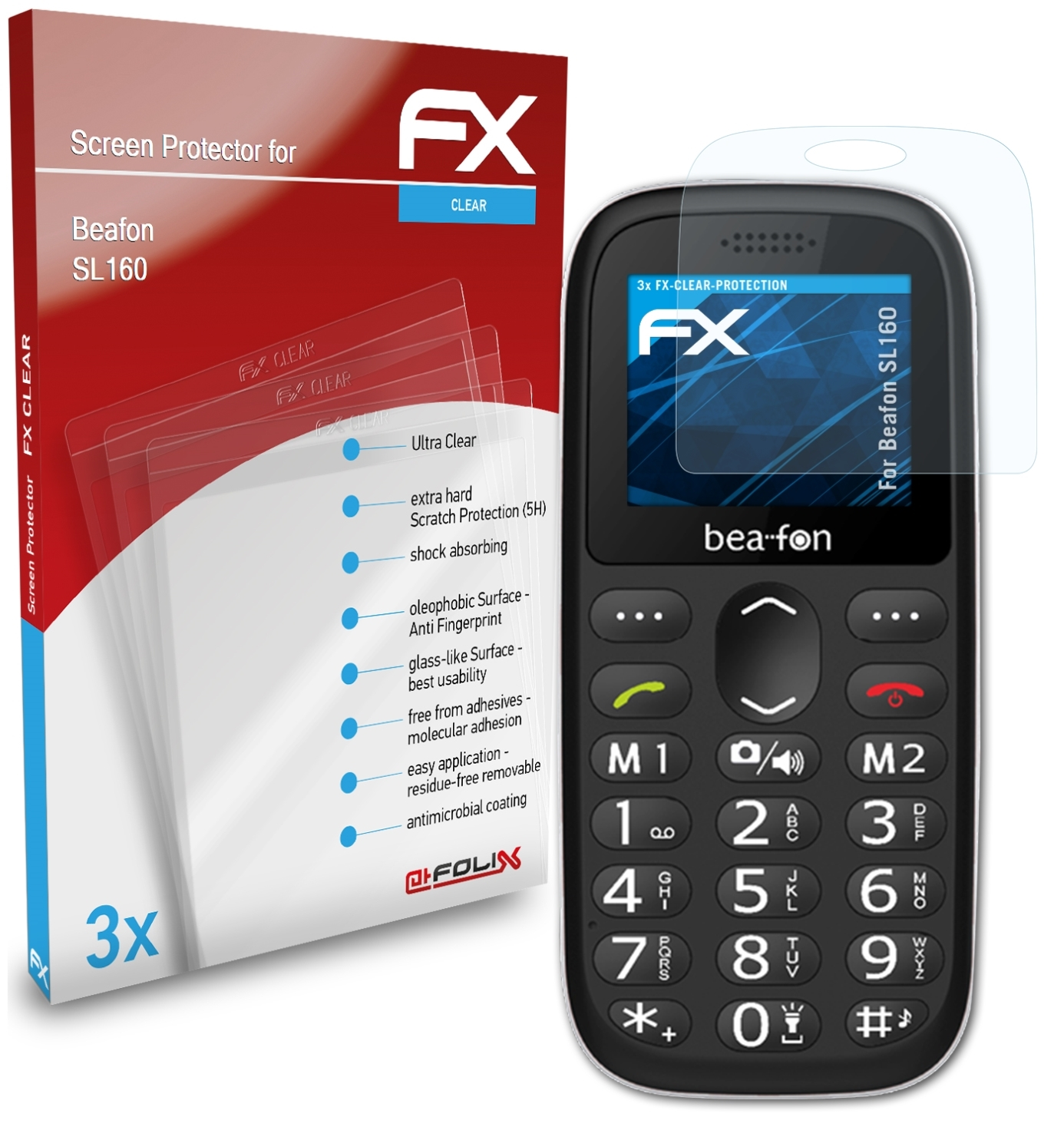 Displayschutz(für FX-Clear Beafon SL160) ATFOLIX 3x