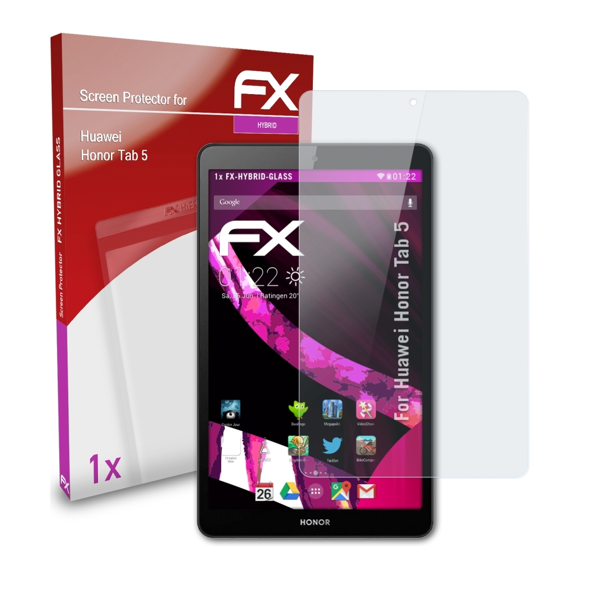 Tab Honor 5) FX-Hybrid-Glass ATFOLIX Schutzglas(für Huawei