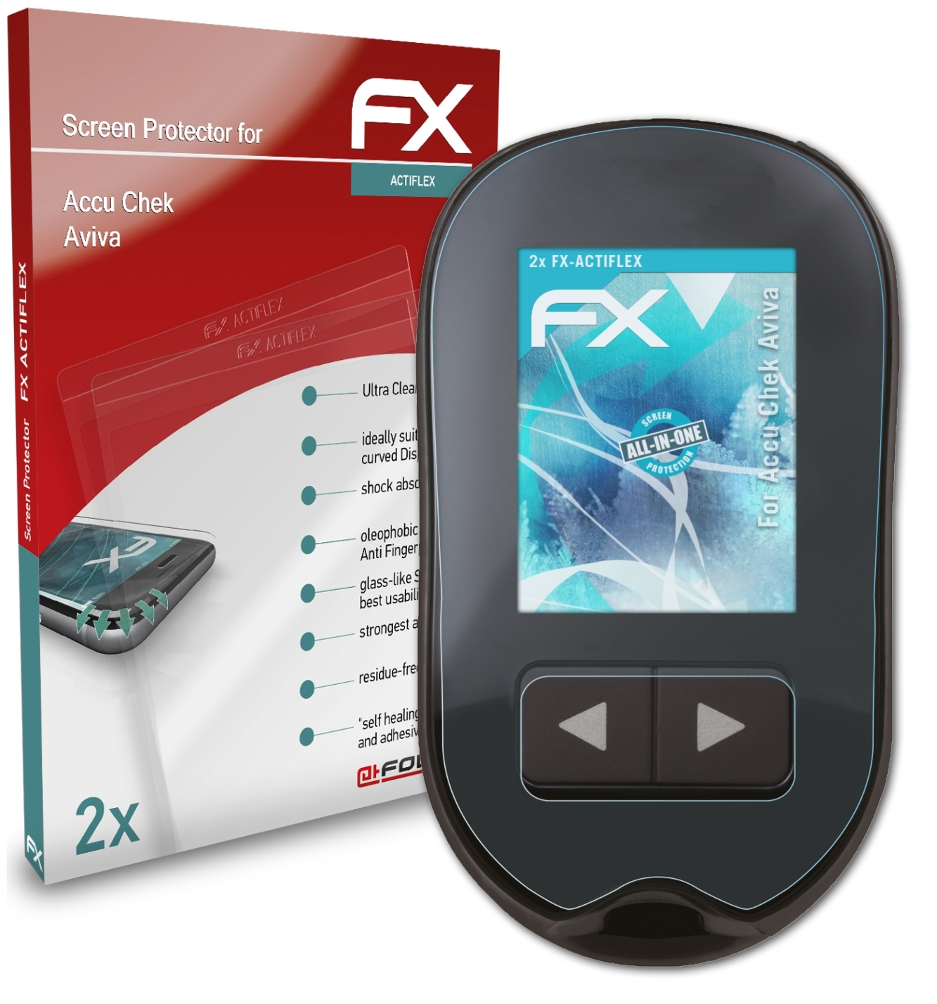 2x Accu FX-ActiFleX Aviva) ATFOLIX Chek Displayschutz(für