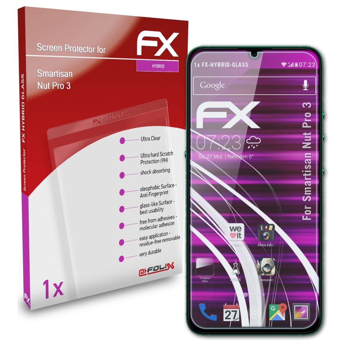 ATFOLIX FX-Hybrid-Glass Pro Smartisan 3) Schutzglas(für Nut