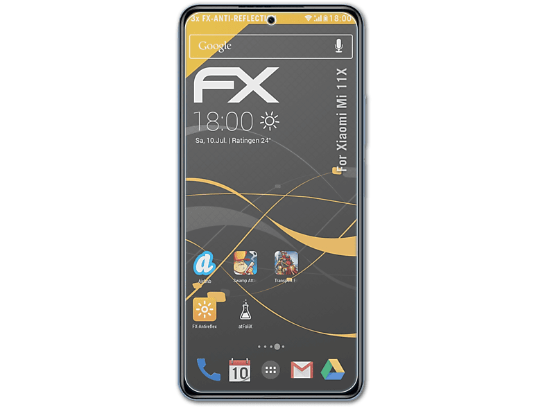 3x Mi Xiaomi Displayschutz(für 11X) ATFOLIX FX-Antireflex