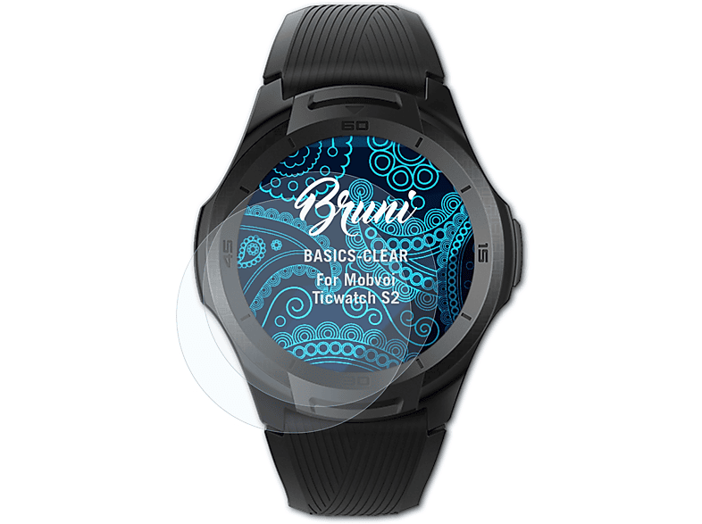 BRUNI 2x Basics-Clear Schutzfolie(für Mobvoi Ticwatch S2)