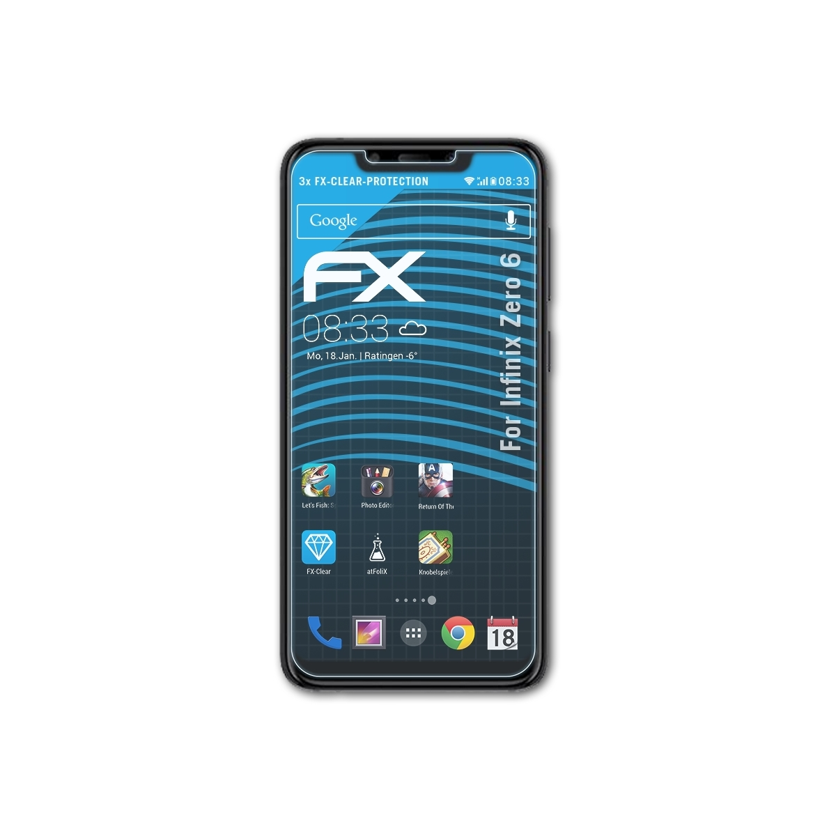 Zero Infinix 6) FX-Clear ATFOLIX Displayschutz(für 3x