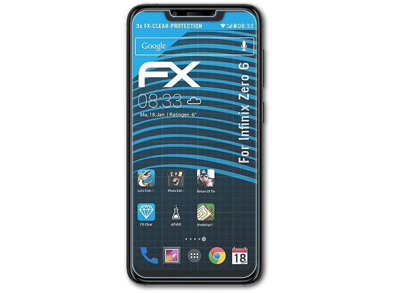 3x Infinix FX-Clear 6) Displayschutz(für ATFOLIX Zero