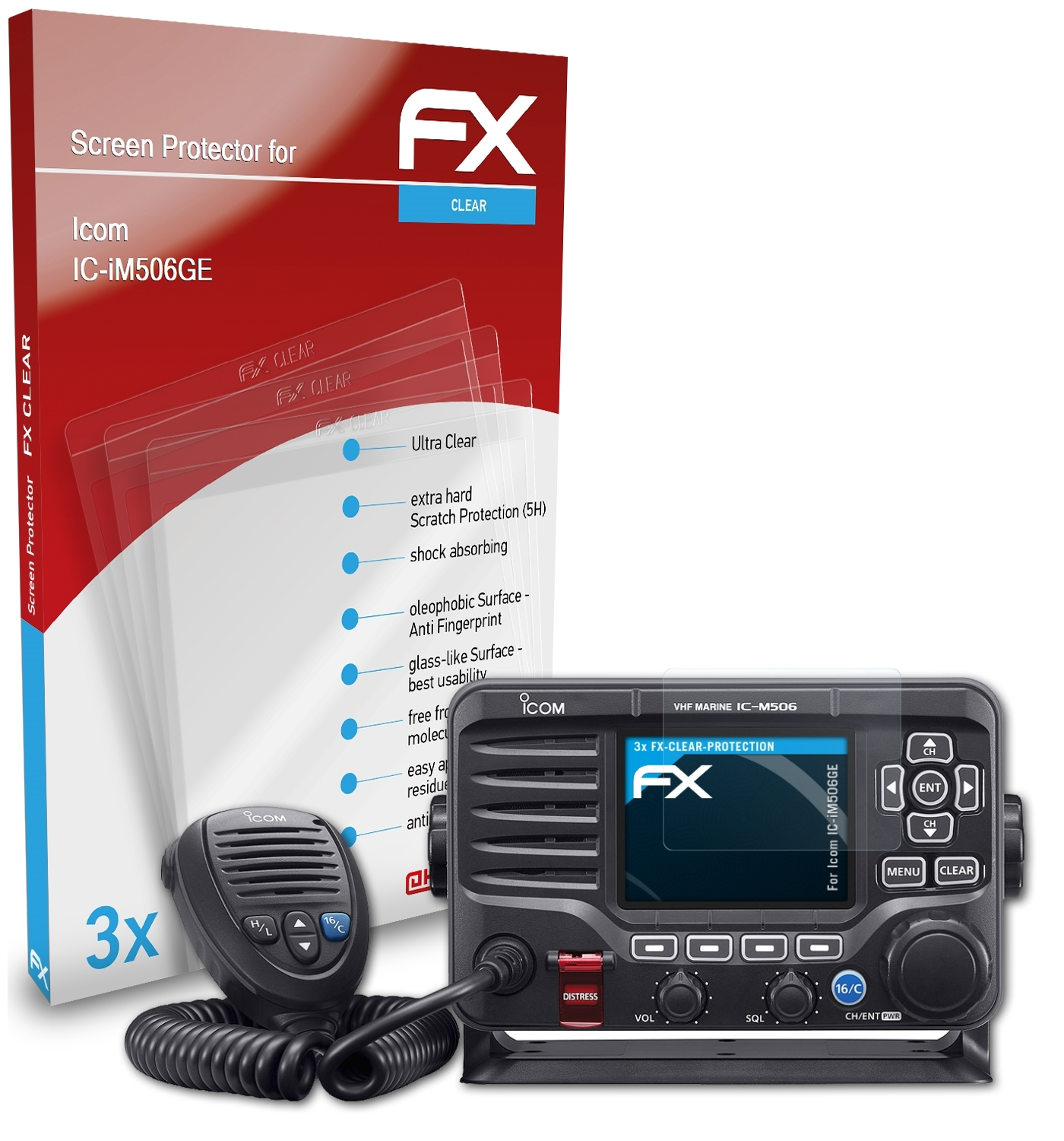 3x ATFOLIX FX-Clear Displayschutz(für IC-iM506GE) Icom