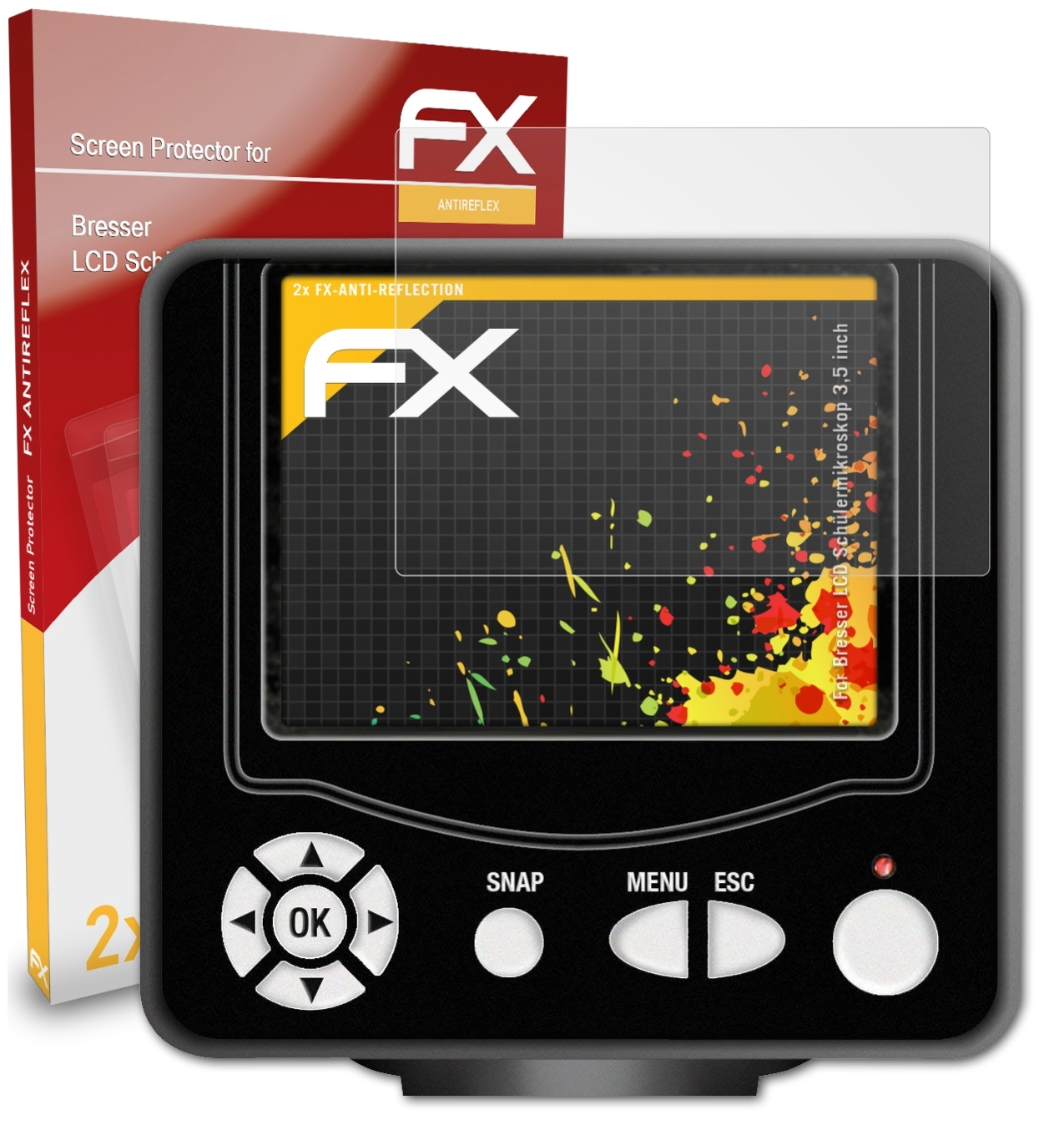 ATFOLIX 2x FX-Antireflex Displayschutz(für Bresser (3,5 inch)) LCD Schülermikroskop