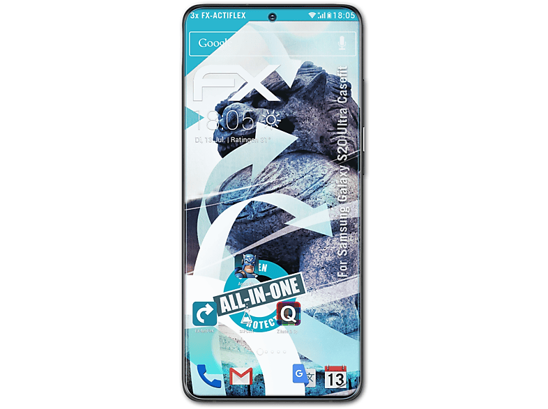 ATFOLIX 3x FX-ActiFleX Displayschutz(für Samsung Galaxy S20 Ultra (Casefit))