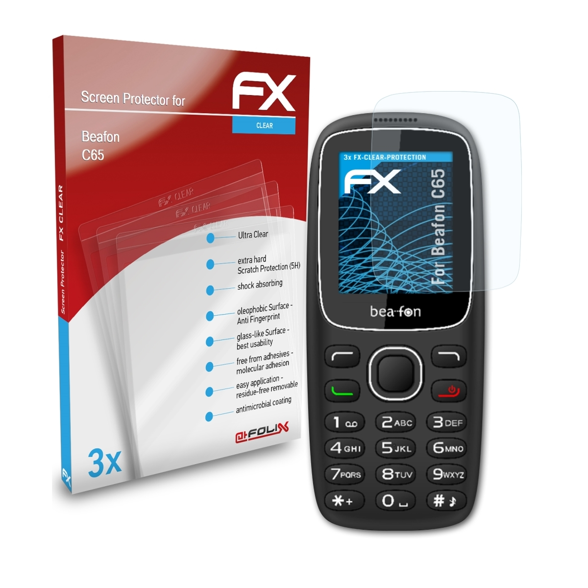 Displayschutz(für C65) ATFOLIX 3x FX-Clear Beafon
