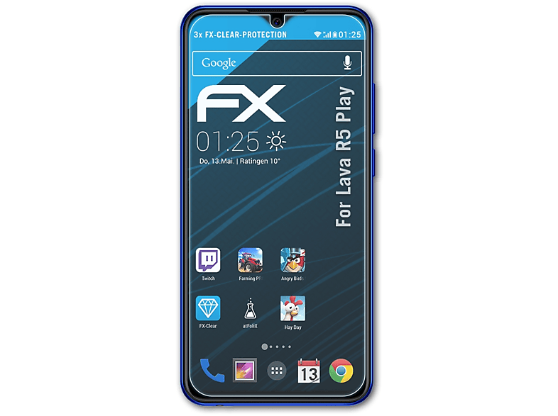 ATFOLIX 3x FX-Clear Displayschutz(für Lava R5 Play)