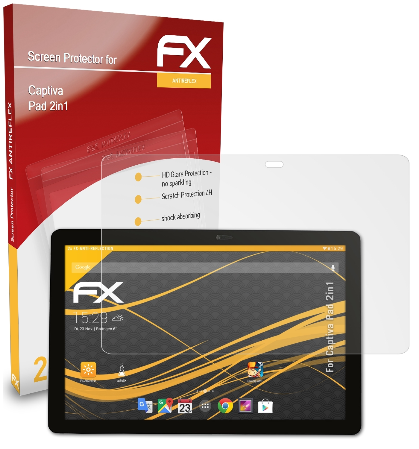 2x 2in1) ATFOLIX Pad Displayschutz(für Captiva FX-Antireflex