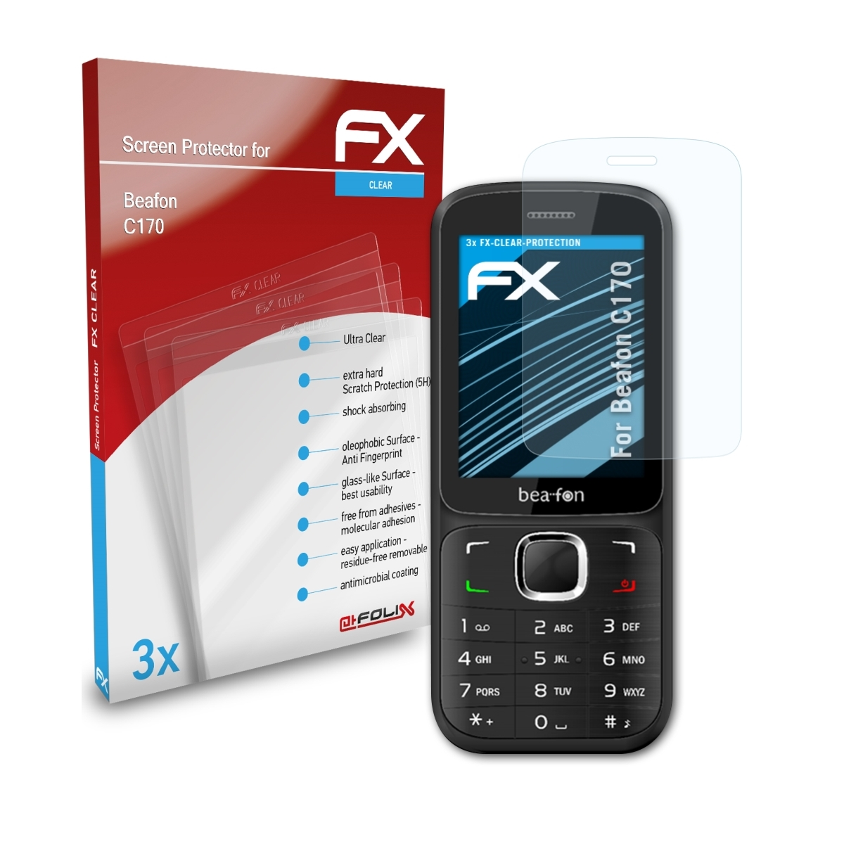 ATFOLIX 3x FX-Clear Displayschutz(für Beafon C170)