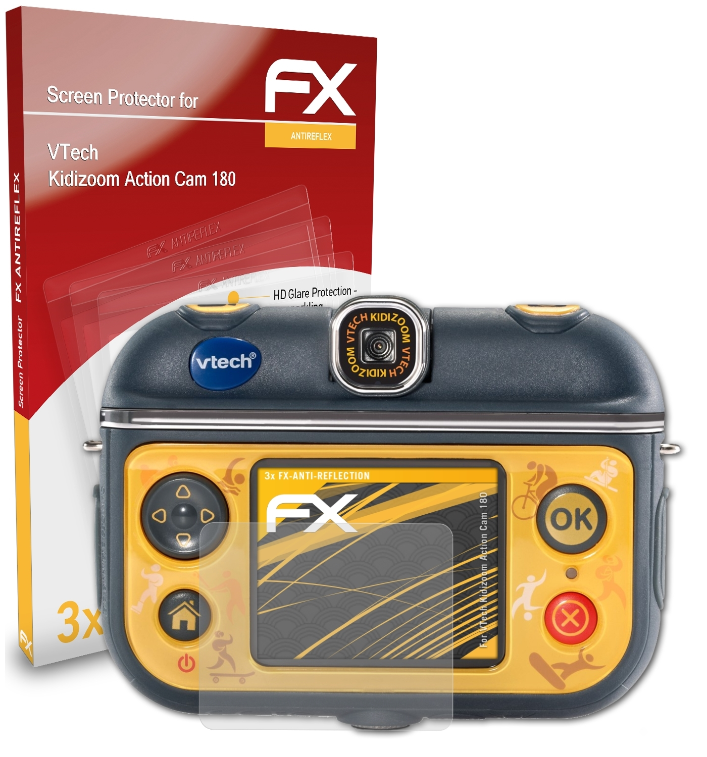 ATFOLIX Cam Action Displayschutz(für FX-Antireflex 3x VTech 180) Kidizoom