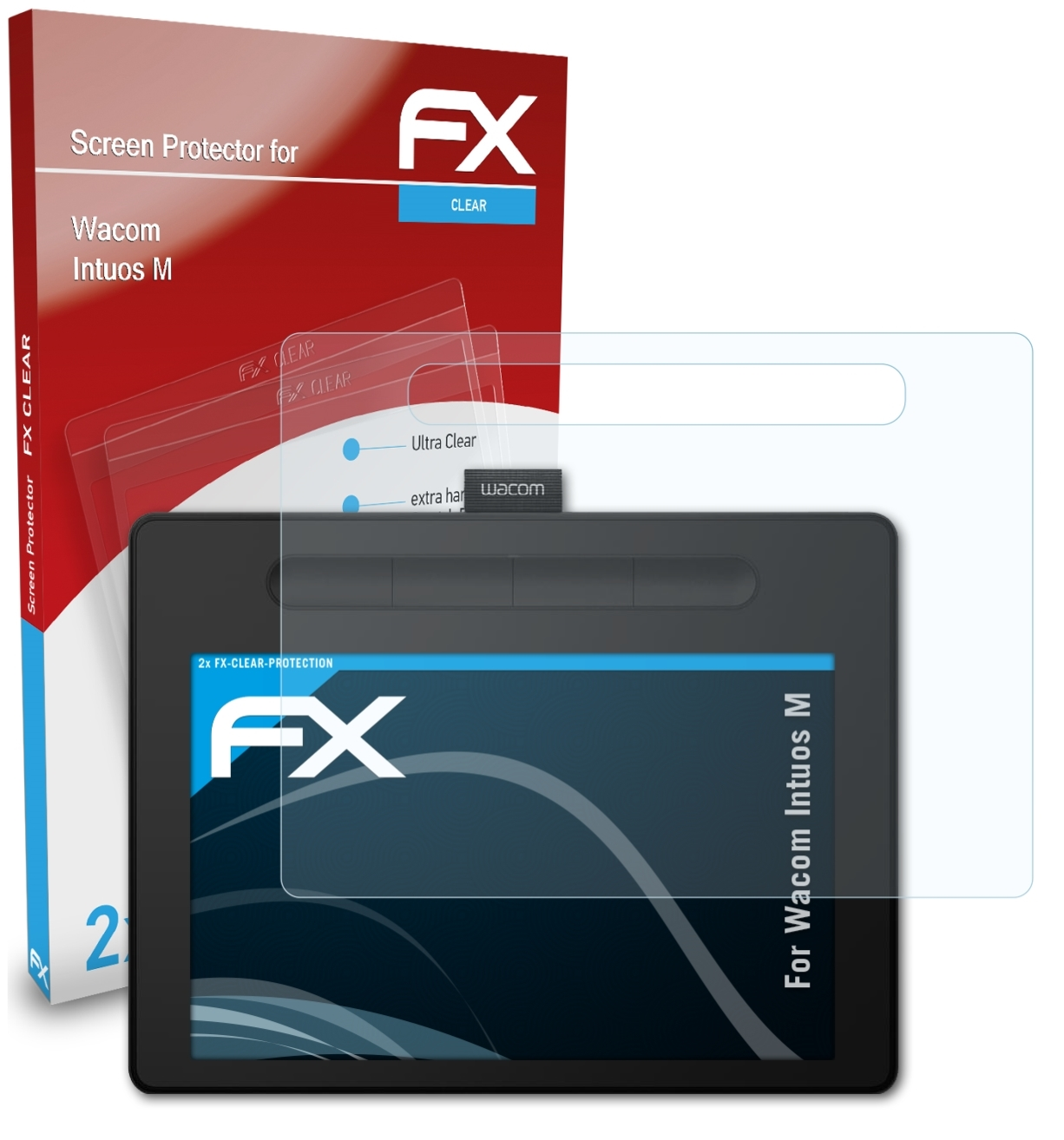 ATFOLIX 2x FX-Clear Displayschutz(für M) Wacom Intuos