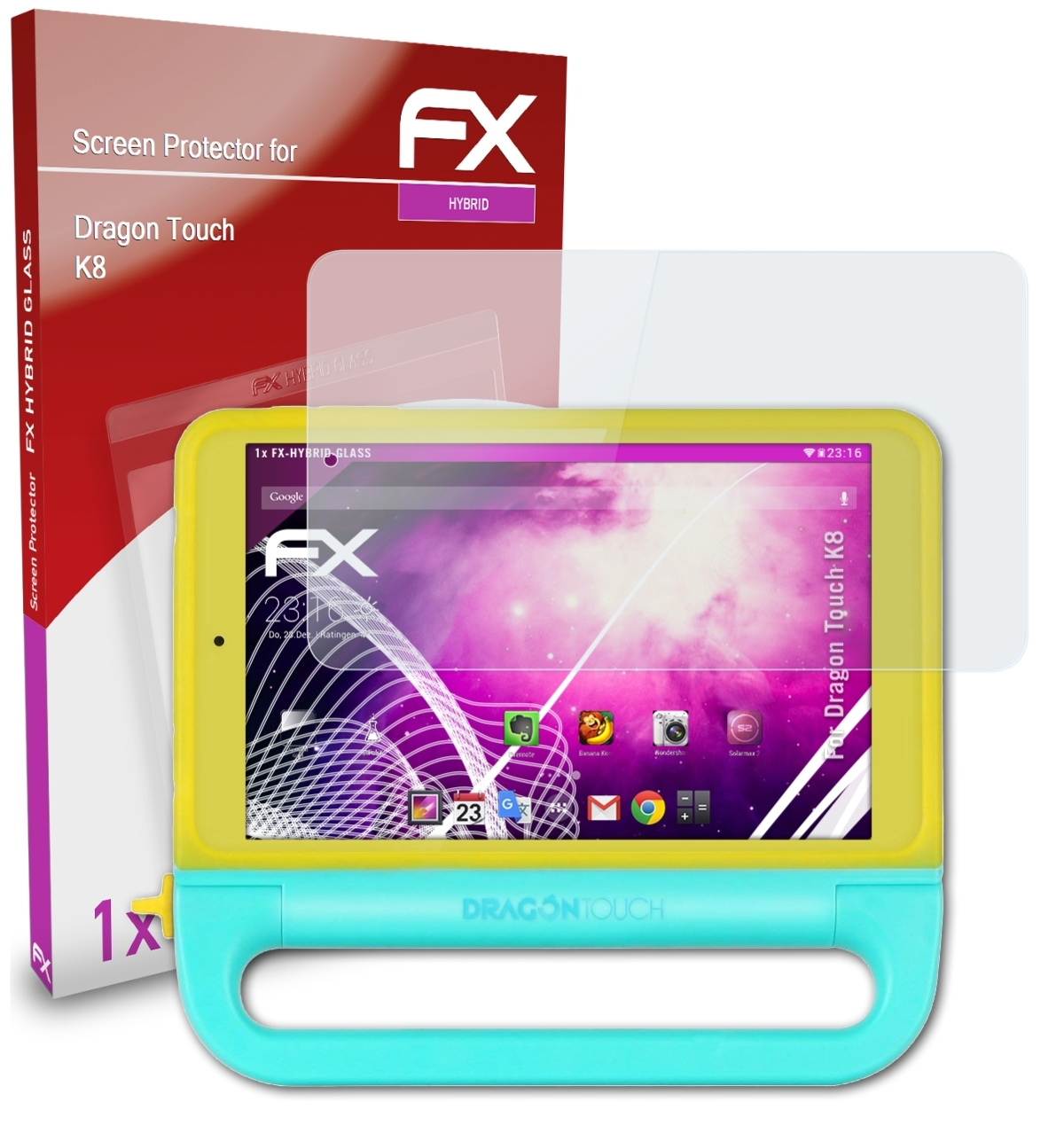 ATFOLIX FX-Hybrid-Glass Schutzglas(für Dragon Touch K8)