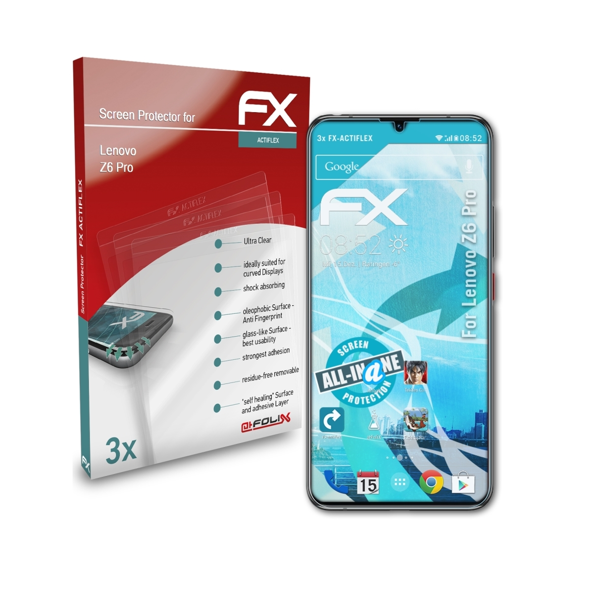 ATFOLIX 3x FX-ActiFleX Displayschutz(für Lenovo Z6 Pro)