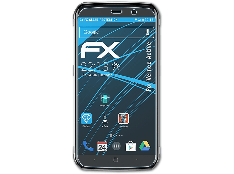 ATFOLIX 3x FX-Clear Displayschutz(für Vernee Active)