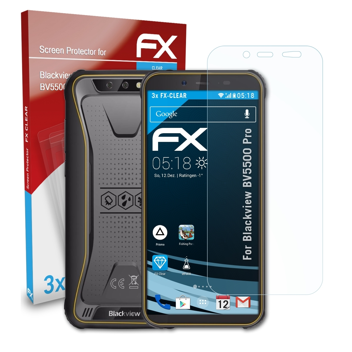 ATFOLIX Blackview BV5500 3x Pro) FX-Clear Displayschutz(für