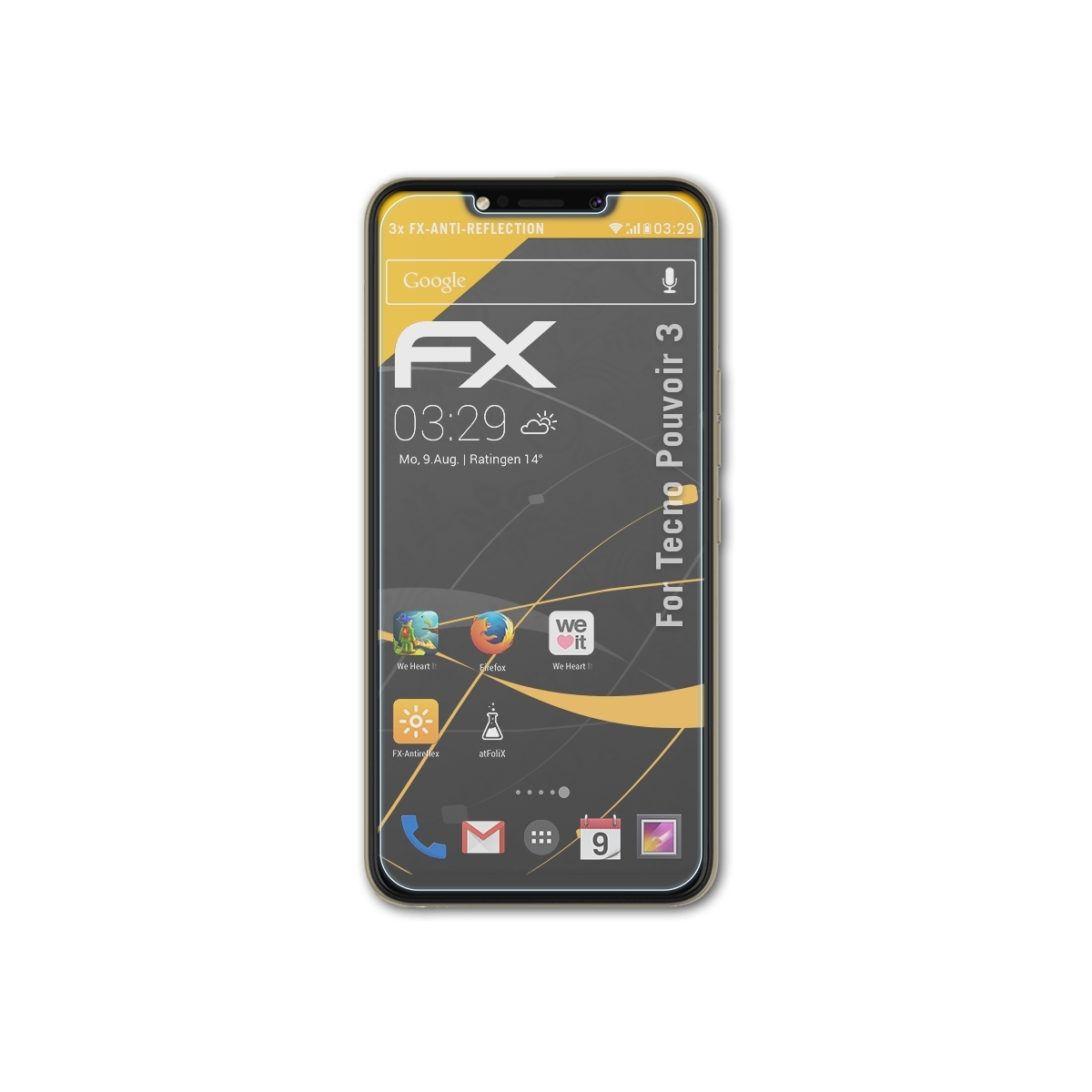 ATFOLIX 3x FX-Antireflex Pouvoir Displayschutz(für Tecno 3)
