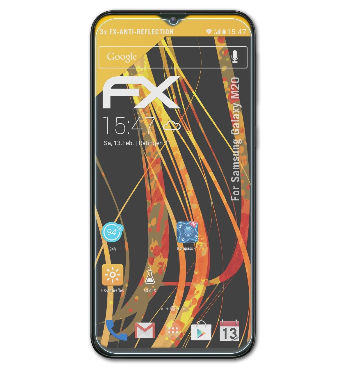ATFOLIX 3x Displayschutz(für Samsung Galaxy FX-Antireflex M20)