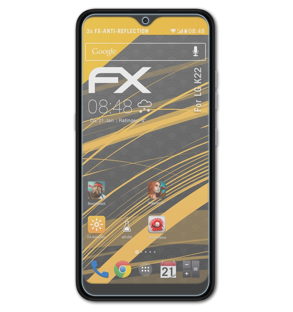 LG K22) FX-Antireflex ATFOLIX Displayschutz(für 3x
