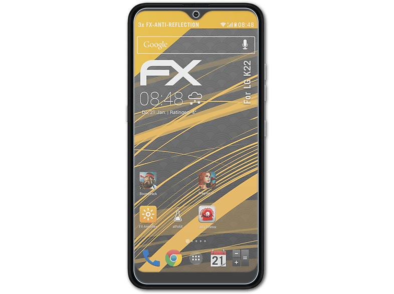 ATFOLIX 3x FX-Antireflex Displayschutz(für LG K22)