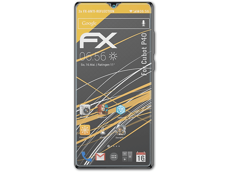 Cubot P40) ATFOLIX Displayschutz(für FX-Antireflex 3x