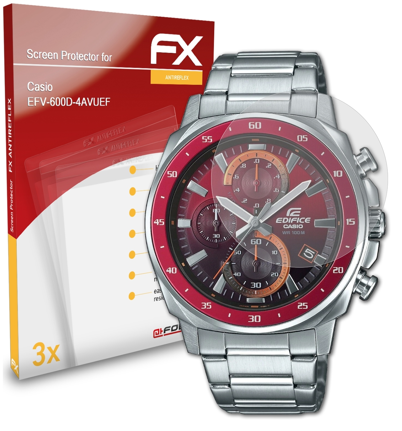 ATFOLIX 3x FX-Antireflex Displayschutz(für Casio EFV-600D-4AVUEF)