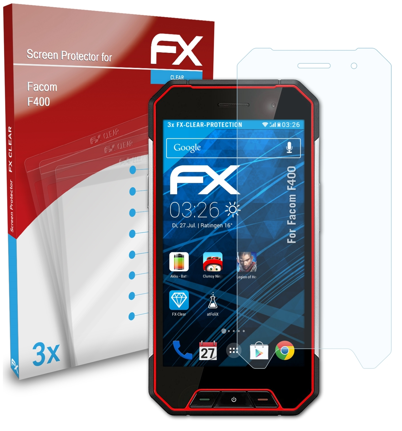 ATFOLIX 3x FX-Clear Displayschutz(für Facom F400)