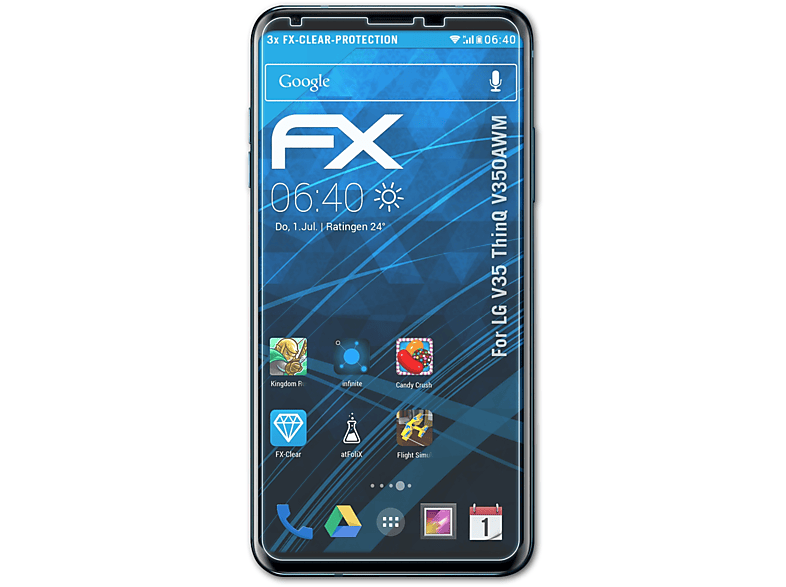 ATFOLIX 3x FX-Clear V35 LG (V350AWM)) ThinQ Displayschutz(für