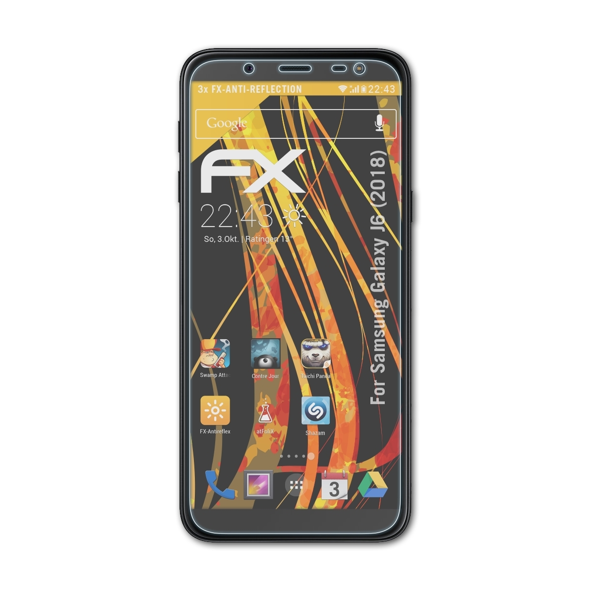 ATFOLIX FX-Antireflex Galaxy J6 Displayschutz(für 3x Samsung (2018))