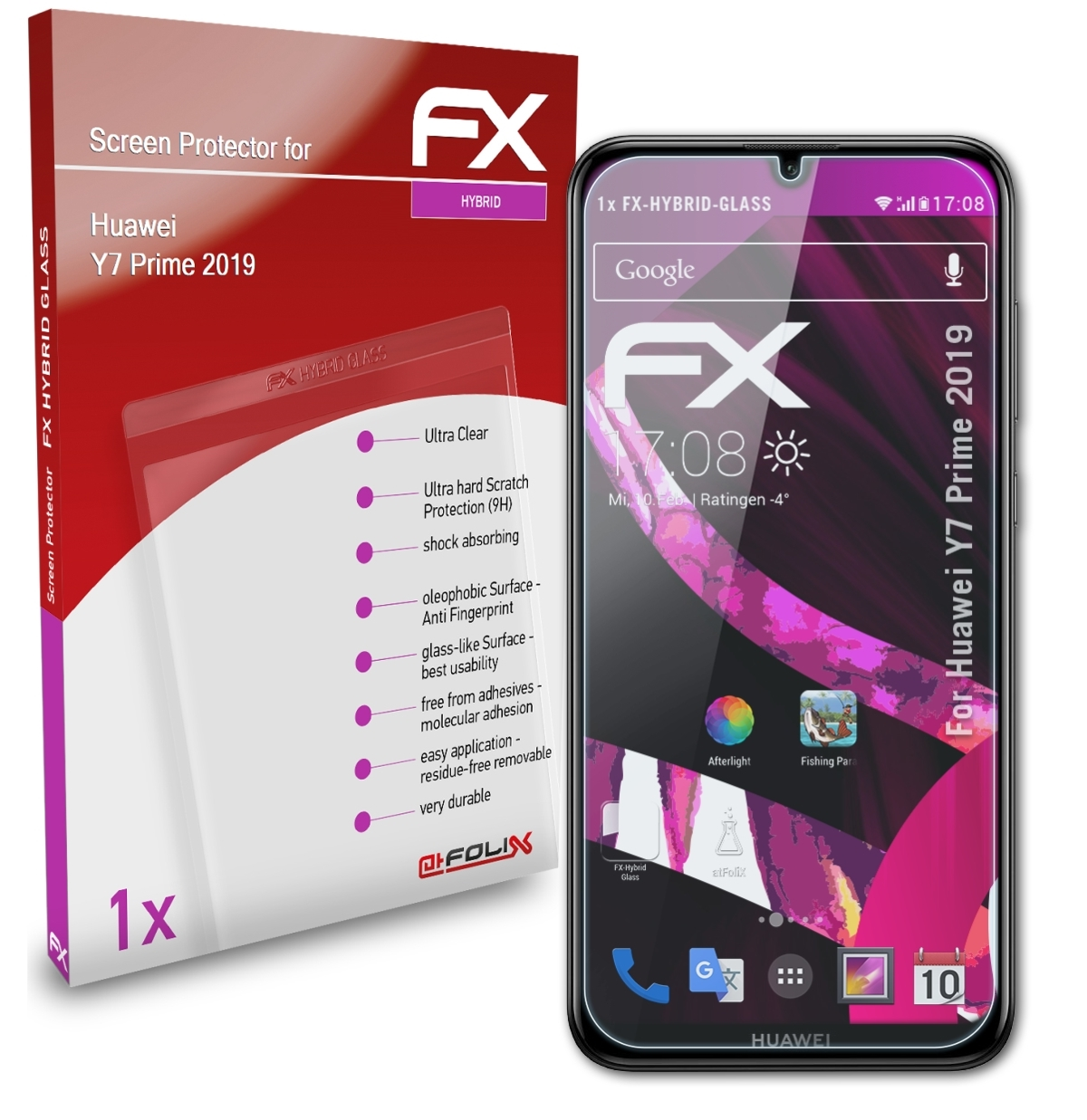 ATFOLIX FX-Hybrid-Glass Huawei Prime 2019) Y7 Schutzglas(für