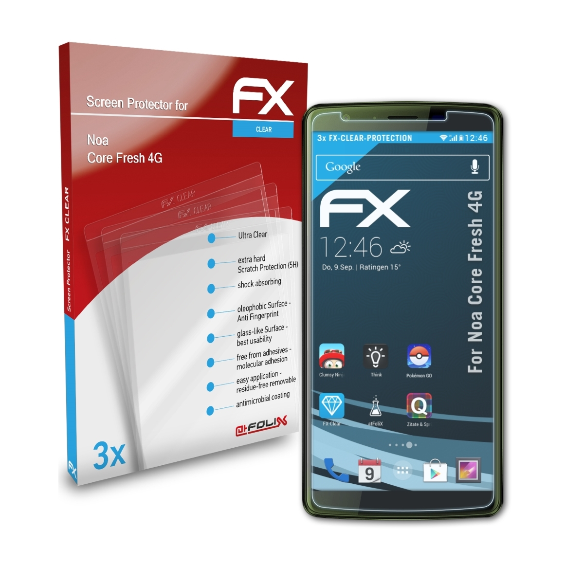 ATFOLIX 3x FX-Clear Displayschutz(für Core Noa 4G) Fresh