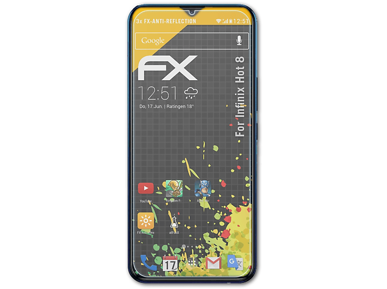 ATFOLIX 3x FX-Antireflex 8) Infinix Displayschutz(für Hot