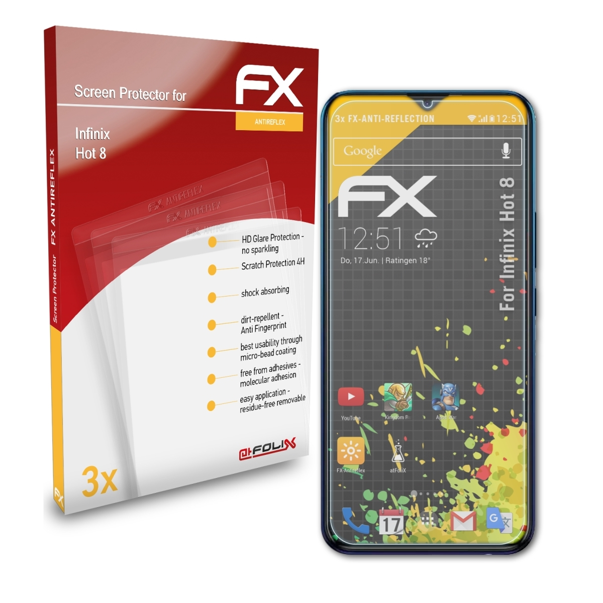 Displayschutz(für Infinix Hot 8) FX-Antireflex ATFOLIX 3x
